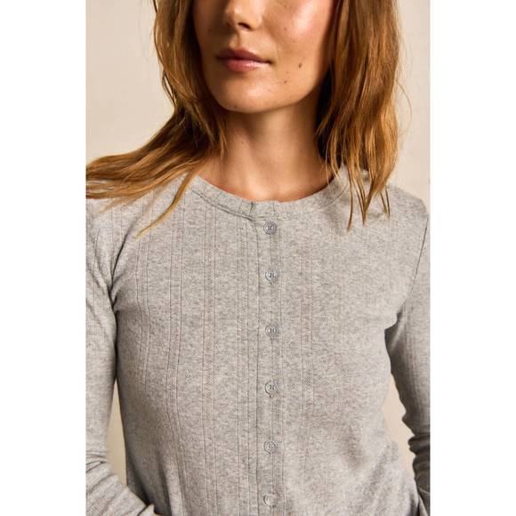 NEW PERFECTWHITETEE lila pointelle cardigan in heather grey - Picture 7 of 7
